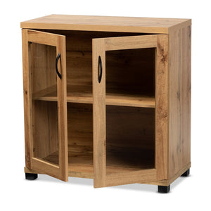 Baxton Studio Baxton Studio Modern Oak Brown 2-Door Storage Cabinet with Glass Doors for Chic Organization and Display SR 890001-Wotan Oak