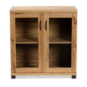 Baxton Studio Baxton Studio Modern Oak Brown 2-Door Storage Cabinet with Glass Doors for Chic Organization and Display SR 890001-Wotan Oak