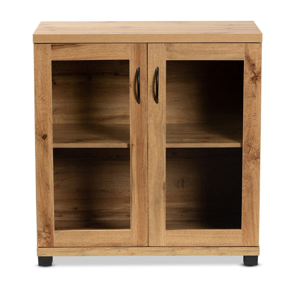 Baxton Studio Baxton Studio Modern Oak Brown 2-Door Storage Cabinet with Glass Doors for Chic Organization and Display SR 890001-Wotan Oak