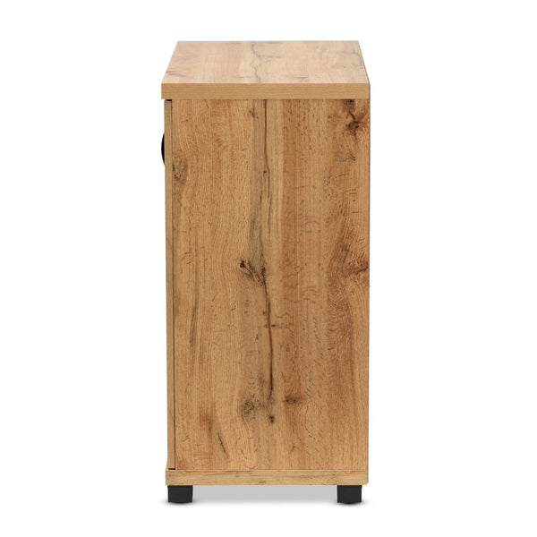 Baxton Studio Baxton Studio Modern Oak Brown 2-Door Storage Cabinet with Glass Doors for Chic Organization and Display SR 890001-Wotan Oak