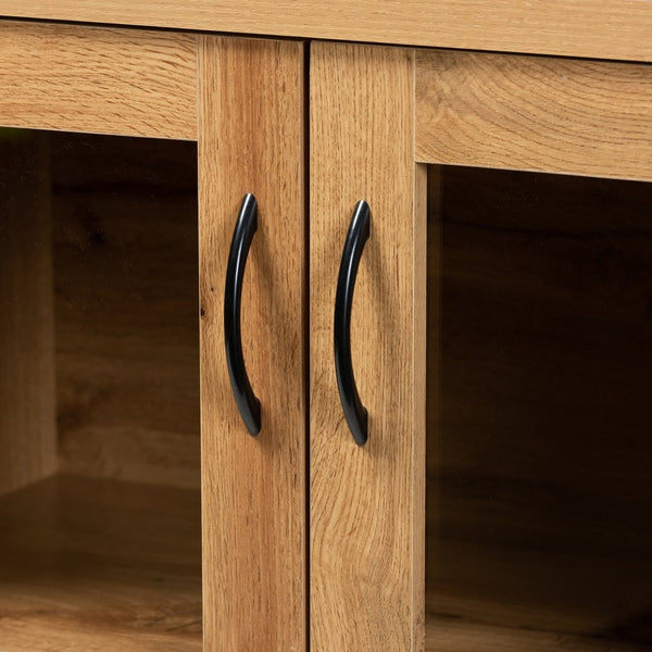 Baxton Studio Baxton Studio Modern Oak Brown 2-Door Storage Cabinet with Glass Doors for Chic Organization and Display SR 890001-Wotan Oak