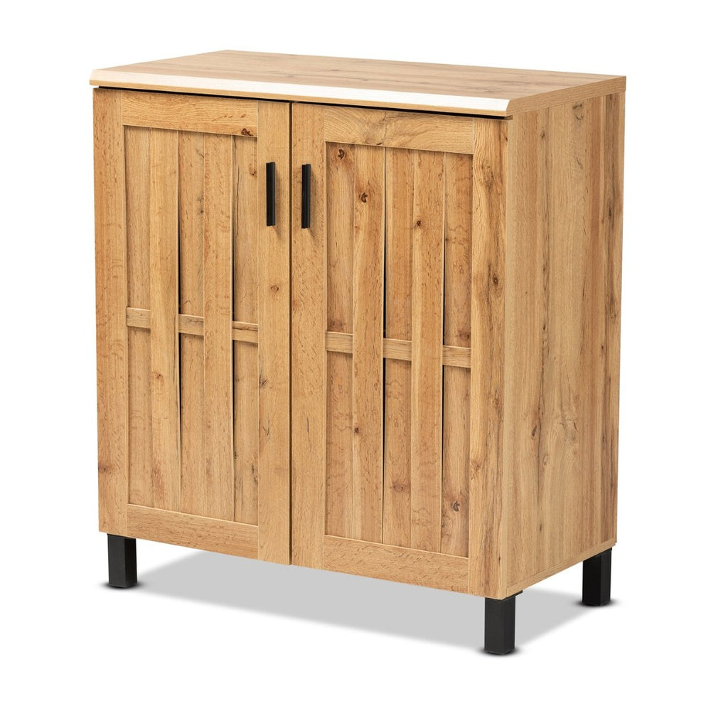 Baxton Studio Baxton Studio Modern Oak Brown 2-Door Storage Cabinet with Metal Accents for Stylish Organization SR 890005-H-Wotan Oak