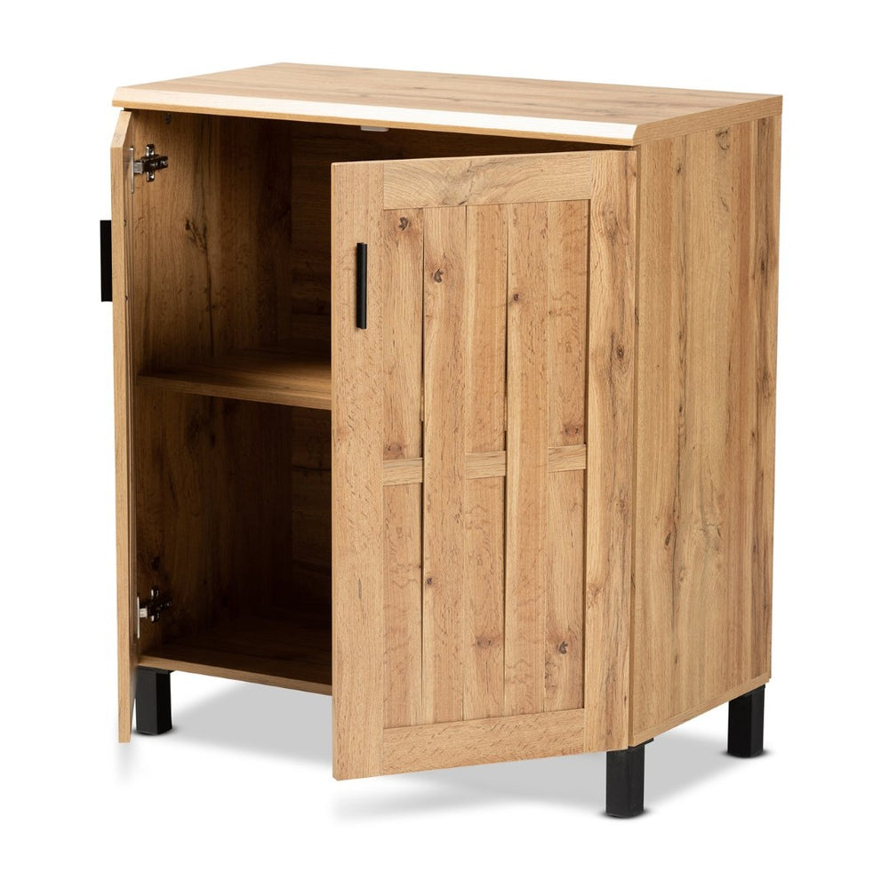 Baxton Studio Baxton Studio Modern Oak Brown 2-Door Storage Cabinet with Metal Accents for Stylish Organization SR 890005-H-Wotan Oak