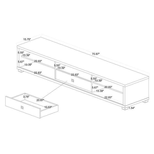 Baxton Studio Baxton Beasley Modern Oak Brown TV Stand with 1 Drawer, Glass Doors, and Cord Management System TV834180-Wotan Oak