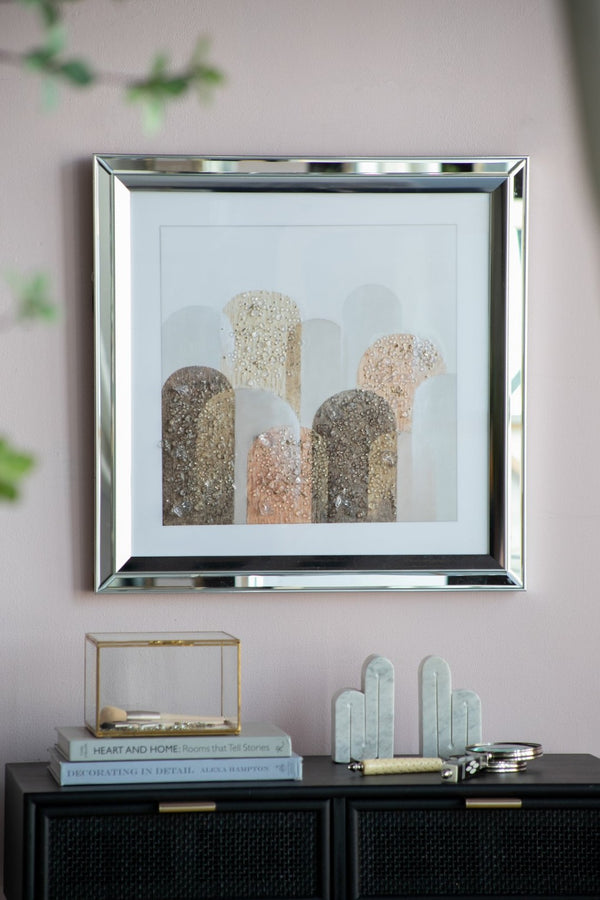 English Elm S/2 Kaiden Crystal Mirror Framed Wall Art - Striking Night & Day Design On Golden Background W2078P318309-GIGA