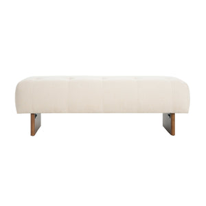 English Elm Christopher Knight Home® - Rectangular Tufted Linen Ottoman Bench With Solid Wood Legs - Versatile Beige Footstool & Seating N757P296695I