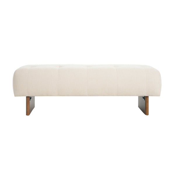 English Elm Christopher Knight Home® - Rectangular Tufted Linen Ottoman Bench With Solid Wood Legs - Versatile Beige Footstool & Seating N757P296695I