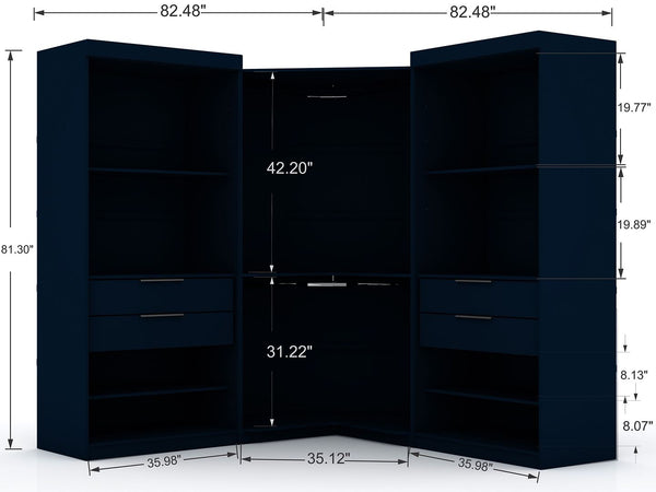 Manhattan Comfort Mulberry Contemporary - Modern Wardrobe/ Armoire/ Closet Tatiana Midnight Blue 119GMC4