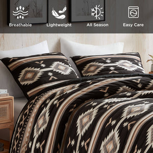 English Elm 3-piece King Patchwork Quilt Set Knit Face Microfiber Back Lightweight Year Round Warmth B035P482966