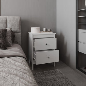 English Elm Nightstand, White 2-Drawer Engineered Wood Nightstand with Smooth-Glide Storage and Modern Silhouette B097P350291