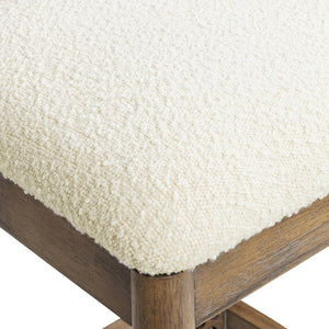 English Elm Jennifer Taylor Home - Leon Arched Back 27" Counter Stool Set of 2 in Ivory Bouclé with Rope-Wrapped Back, Eco Rubberwood Durable Finish B2719P245956