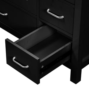 English Elm 36" Black Bathroom Vanity with Ceramic Sink, 2 Soft-Close Doors & 5 Drawers, Modern Storage Elegance N729P183735B