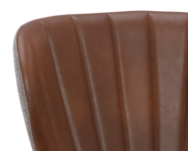 Sunpan Arabella Modern Dining Chair with Clamshell Tufting, Black Steel Legs, Stylish Comfort and Durability Bravo Cognac / November Grey