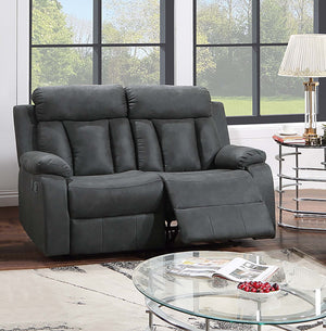 English Elm Recliner Gel Leatherette Loveseat with USB Ports, Manual Motion, Plush Pillow Arms & Vertical Stitching B089P240477