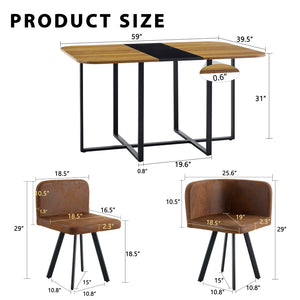 English Elm 7-piece Rectangular Dining Set Two-tone Wood Tabletop with Six Suede Chairs Modern W3875S00125