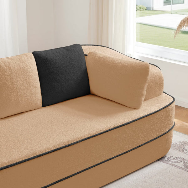 English Elm 106" Luxurious Teddy Velvet L-Shaped Sofa With Chaise – No Assembly, Ergonomic, Fluffy Comfort In Camel W714S01418