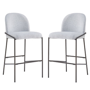 English Elm Christopher Knight Home® - Galen Upholstered Metal Barstool Set of 2 with Plush Stain-Resistant Fabric, Ergonomic Modern Design Gray N775P290453G