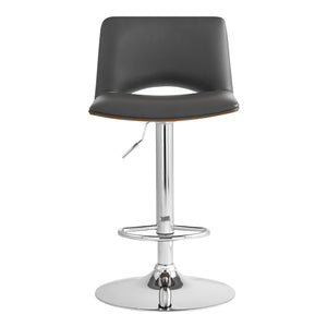 English Elm Xienna Adjustable Swivel Faux Leather Bar Stool with Walnut Back, Chrome Base, Ergonomic Comfort Gray B2736P268608