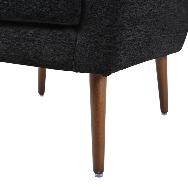 English Elm Modern Accent Chair Chenille Upholstered Ergonomic Lounge Armchair with Wood Legs and Pillow for Reading Comfort and Stylish Living Room Seating Black W1028P382764