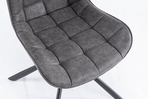 English Elm Mid-Century Modern Swivel Dining Chair Set Of 2 - Adjustable Height, Tufted Faux Leather Accent Chairs T3903P405995