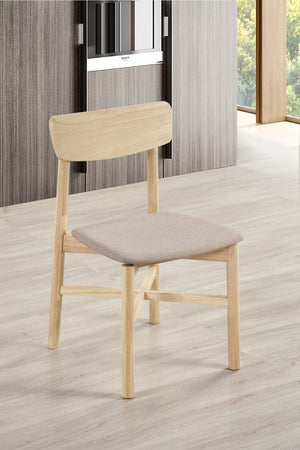 English Elm Set of 2 Tan Fabric Dining Chairs with Whitewashed Wood Frame Rounded Back B016P445273