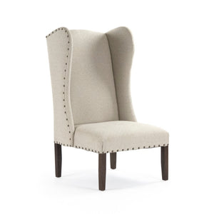 Zentique #11 Wing Back Chair: Solid Maple Frame Linen Upholstery, High Back Comfort, Classic Accent for Home #11 Wingback Chair