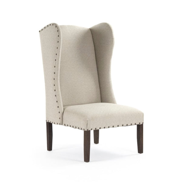 Zentique #11 Wing Back Chair: Solid Maple Frame Linen Upholstery, High Back Comfort, Classic Accent for Home #11 Wingback Chair