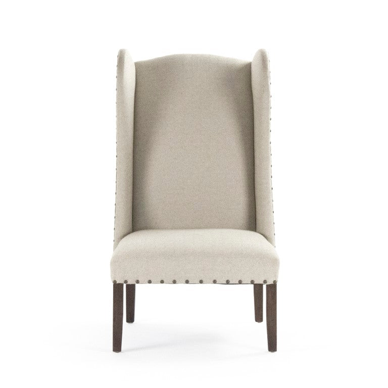 Zentique #11 Wing Back Chair: Solid Maple Frame Linen Upholstery, High Back Comfort, Classic Accent for Home #11 Wingback Chair