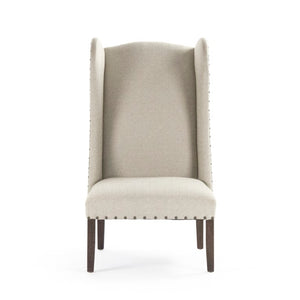 Zentique #11 Wing Back Chair: Solid Maple Frame Linen Upholstery, High Back Comfort, Classic Accent for Home #11 Wingback Chair