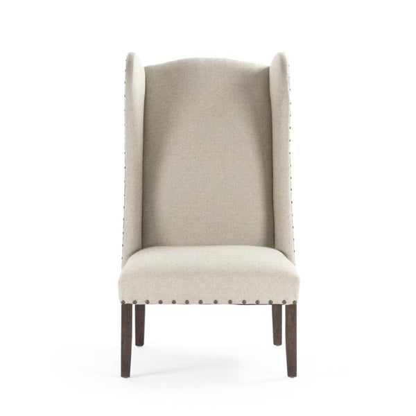 Zentique #11 Wing Back Chair: Solid Maple Frame Linen Upholstery, High Back Comfort, Classic Accent for Home #11 Wingback Chair