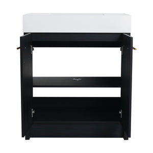 English Elm 30 Inch Freestanding Bathroom Vanity With Modern Resin Sink & Soft-Close Doors For Easy Storage W999S00178