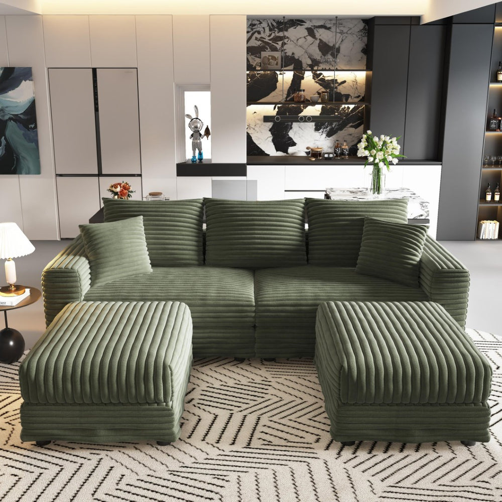 English Elm 82.6"upholstered Velvet Chesterfield Sofa with Button Tufting Nailhead Trim Rolled Arms Green W1885S00352
