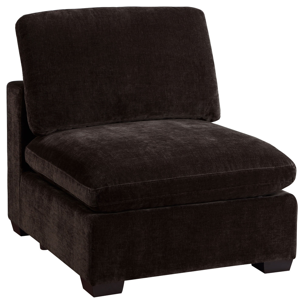 English Elm Murtagh Dark Chocolate Armless Chair — Plush Upholstery, Slipper Silhouette, Durable Wood Frame Comfort B062P378326