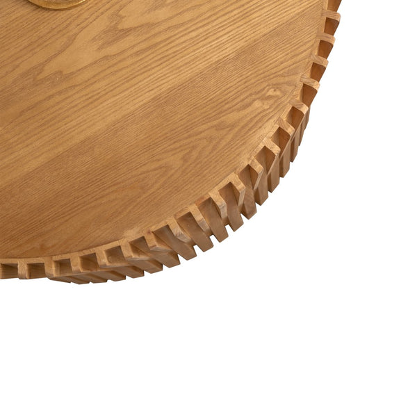 English Elm Vintage Cylindrical Nesting Coffee Table Set, Textured Embossed Wood Accent Tables for Living Room Natural W757P195740