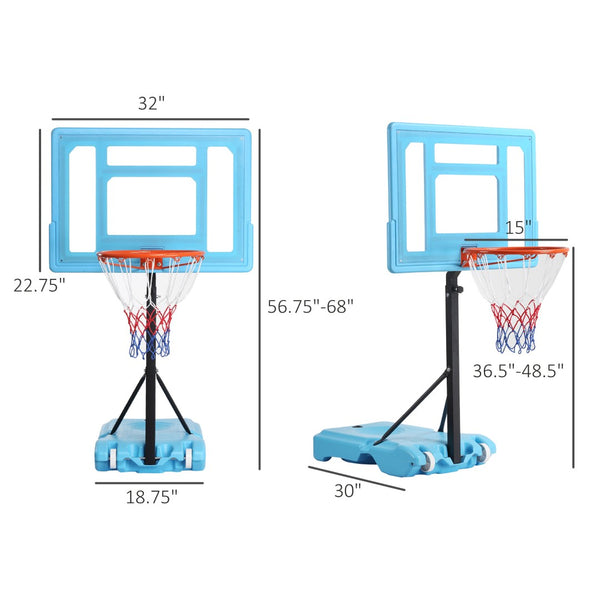English Elm Soozier Poolside Basketball Hoop Adjustable Steel Frame with Fillable Weighted Base W2225P229360