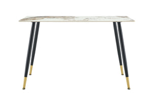English Elm Modern Sintered Stone Rectangular Dining Table with Metal Legs for Four Seats Light Beige W3493S00013