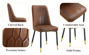 English Elm Table And Chair Set - Modern 67" Wood-Textured Mdf Dining Table With 4 Cozy Brown Suede Chairs W1151S01949-GIGA