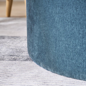 English Elm 2-Piece Round Chenille Storage Ottoman Set with Hidden Compartment and Sturdy MDF Top for Home Decor Dark Blue W487P179600