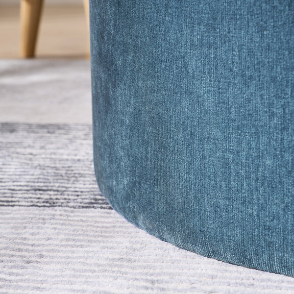 English Elm 2-Piece Round Chenille Storage Ottoman Set with Hidden Compartment and Sturdy MDF Top for Home Decor Dark Blue W487P179600