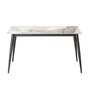English Elm 55.12" Modern Artificial Stone Dining Table With Dark Grey Metal Legs - Seats 6, Stylish & Durable W1535S00502
