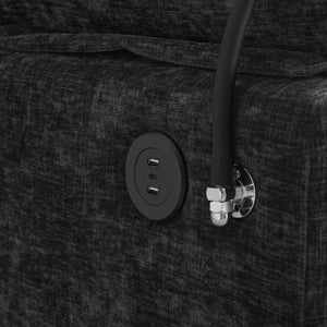 English Elm Leisure Chenille Two Seat Reclining Sofa with Usb Port Storage Ottoman Padded Armrests Black W487S00521