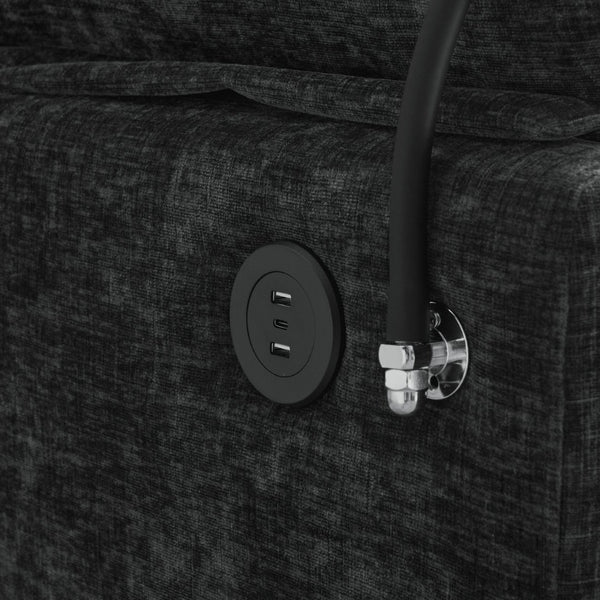 English Elm Leisure Chenille Two Seat Reclining Sofa with Usb Port Storage Ottoman Padded Armrests Black W487S00521