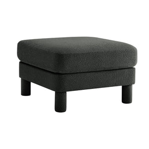 English Elm Lucas Modern Bouclé Ottoman with Wooden Frame, Plush Foam & Coil Support for Stylish Comfort and Durability DARK GREY W3041P337461