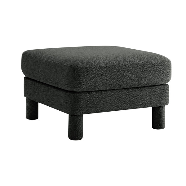 English Elm Lucas Modern Bouclé Ottoman with Wooden Frame, Plush Foam & Coil Support for Stylish Comfort and Durability DARK GREY W3041P337461