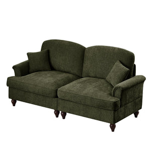 English Elm Elegant Mid Century Two-Seater Sofa With Removable Ruffles, Flared Arms & Plush Chenille Comfort W3041S00263