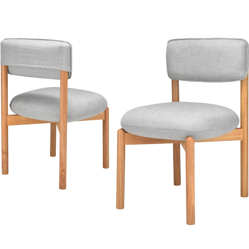 English Elm Modern Linen Upholstered Dining Chair Set Solid Wood Cross Base Removable Back Light Gray T3623P465995