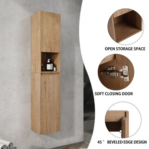 English Elm 12" Bathroom Side Cabinet - Modern Float Mount, Soft Close Doors & Reversible Design For Space-Saving W999S00375