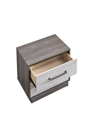 English Elm Aberdeen Two Drawer Nightstand Warm Gray Oak Wood Grain Finish Gunmetal Hardware B078P497935
