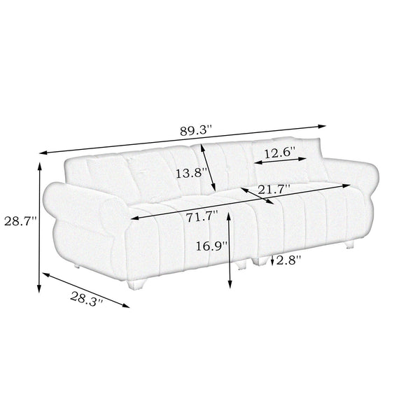 English Elm 89-inch velvet 3-seater sofa with spring cushions, gold metal legs, washable pillowcases, 500lb capacity Black W1658S00153