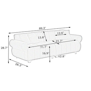 English Elm 89-inch Channel Tufted Flannelette Sofa with Spring Cushions and Polished Metal Legs W1658P329003